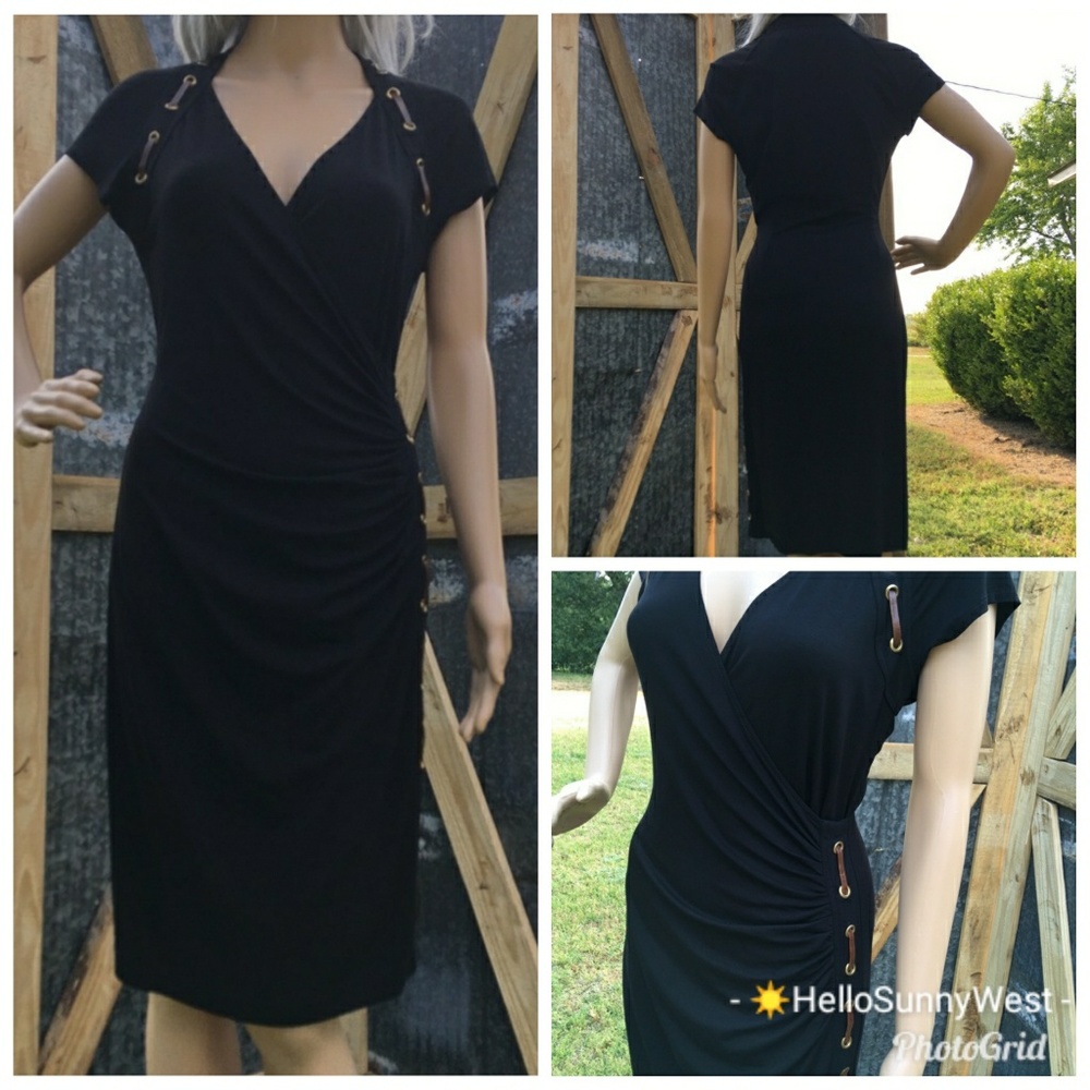 Carmen Marc Valvo Cut & Sew Dress Med Black NWT